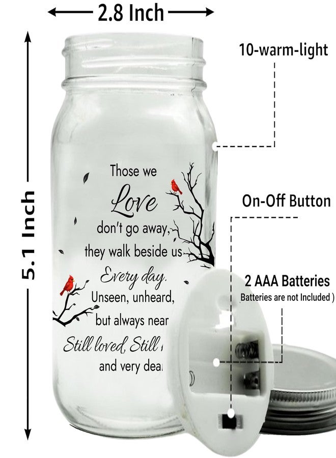 2IMT Those We Love Don't Go Away, Memorial Gifts for Loss Of Mom, Dad Son Husband, Bereavement Gift Idea Memory Lamps Sympathy Memory Gifts for Loss Loved Ones Red Cardinal In Loving Memory Mason Jar Light - Image 3